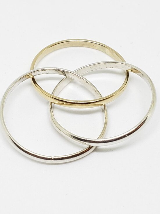 Vintage Sterling Silver Jewelry - Set of 3 Sterling Silver 925 Interlocking Entwined Infinity Rings - Size 5